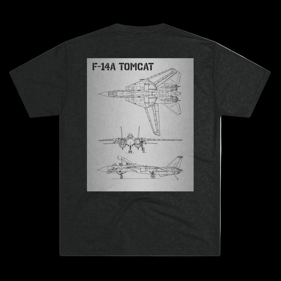 Grumman F-14A Tribute Technical Drawing Tri-blend Tee