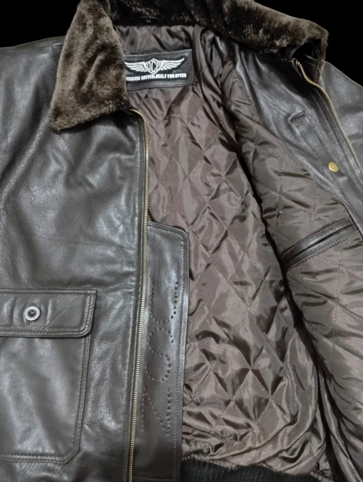 Leather military flight jacket